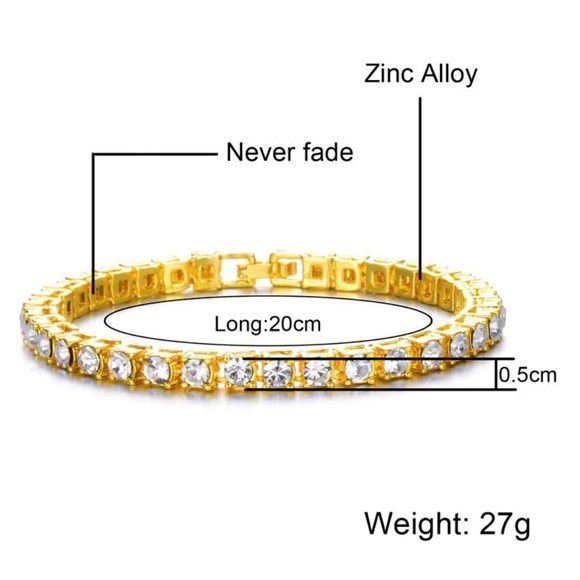 Women Gold Tennis Bracelet White CZ 8" - NEW - Picture 3 of 5